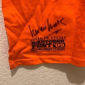 Men XL Lorenzo Lamas Signed Autographed 2009 Biketober Orange Motorcycle T-Shirt